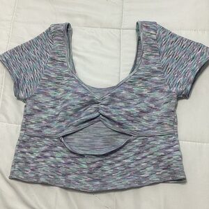 Aeropostale Purple and Green Twist Front Crop Top